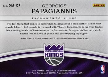 2016-17 Panini Immaculate Collection - Dual Materials #DM-GP Georgios Papagiannis Back
