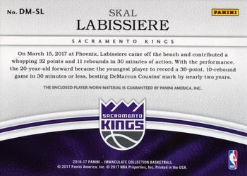 2016-17 Panini Immaculate Collection - Dual Materials #DM-SL Skal Labissiere Back
