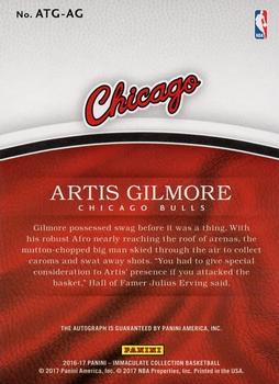 2016-17 Panini Immaculate Collection - All-Time Greats #ATG-AG Artis Gilmore Back