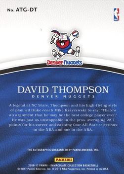 2016-17 Panini Immaculate Collection - All-Time Greats #ATG-DT David Thompson Back