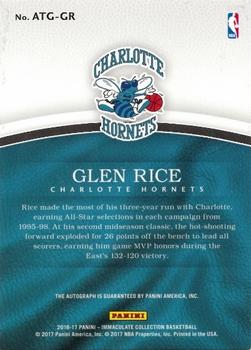 2016-17 Panini Immaculate Collection - All-Time Greats #ATG-GR Glen Rice Back