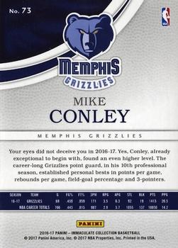 2016-17 Panini Immaculate Collection - Gold #73 Mike Conley Back