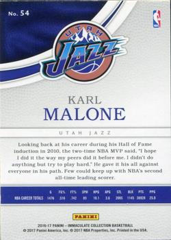 2016-17 Panini Immaculate Collection - Emerald Special #54 Karl Malone Back