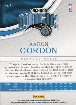 2016-17 Panini Immaculate Collection - Blue #1 Aaron Gordon Back