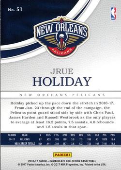 2016-17 Panini Immaculate Collection - Blue #51 Jrue Holiday Back