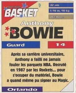 1995 French Sports Action Basket - Face 2 Face Orlando Magic #NNO Anthony Bowie Back