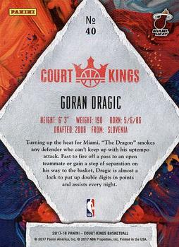 2017-18 Panini Court Kings #40 Goran Dragic Back