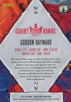 2017-18 Panini Court Kings #41 Gordon Hayward Back