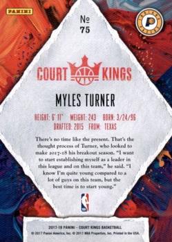 2017-18 Panini Court Kings #75 Myles Turner Back