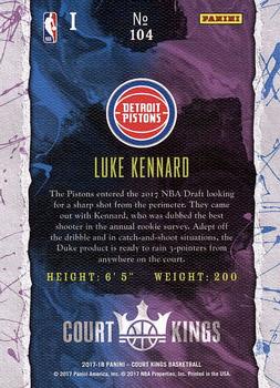 2017-18 Panini Court Kings #104 Luke Kennard Back