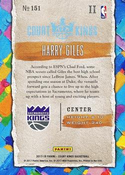 2017-18 Panini Court Kings #151 Harry Giles Back