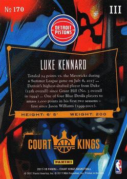 2017-18 Panini Court Kings #170 Luke Kennard Back