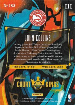 2017-18 Panini Court Kings #183 John Collins Back