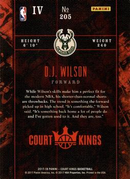 2017-18 Panini Court Kings #205 D.J. Wilson Back
