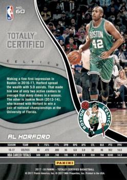 2017-18 Panini Totally Certified #60 Al Horford Back