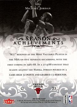 2007-08 Fleer Michael Jordan Season Achievements #SH2 Michael Jordan Back