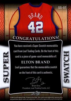 2017 Leaf Best of Basketball Unopened Edition Super Swatch - Purple #SS-07 Elton Brand Back