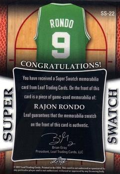 2017 Leaf Best of Basketball Unopened Edition Super Swatch - Purple #SS-22 Rajon Rondo Back