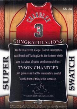 2017 Leaf Best of Basketball Unopened Edition Super Swatch - Red #SS-34 Tyson Chandler Back