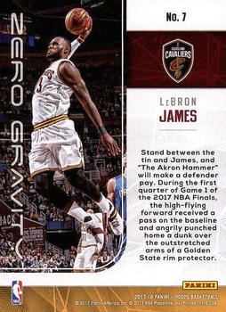 2017-18 Hoops - Zero Gravity #7 LeBron James Back