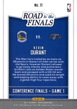 2017-18 Hoops - Road to the Finals #71 Kevin Durant Back