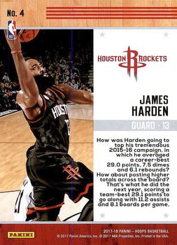 2017-18 Hoops - Team Leaders #4 James Harden Back
