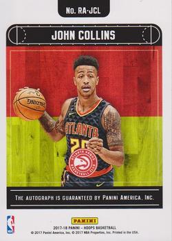 2017-18 Hoops - Rookie Autographs Red #RA-JCL John Collins Back