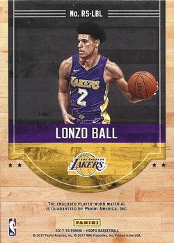 2017-18 Hoops - Rise N Shine Memorabilia #RS-LBL Lonzo Ball Back