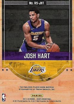 2017-18 Hoops - Rise N Shine Memorabilia #RS-JHT Josh Hart Back