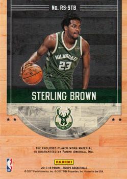 2017-18 Hoops - Rise N Shine Memorabilia #RS-STB Sterling Brown Back