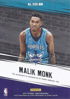2017-18 Hoops - Hot Signatures Rookies #HSR-MM Malik Monk Back
