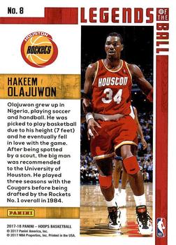 2017-18 Hoops - Legends of the Ball #8 Hakeem Olajuwon Back