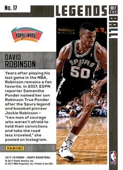 2017-18 Hoops - Legends of the Ball #17 David Robinson Back