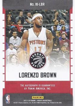 2017-18 Hoops - Hoops Ink #HI-LBR Lorenzo Brown Back