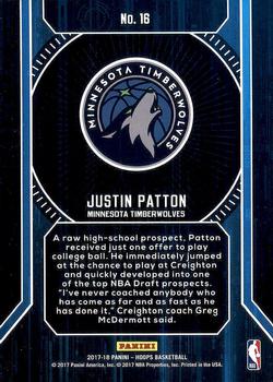 2017-18 Hoops - Faces of the Future #16 Justin Patton Back