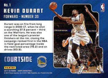2017-18 Hoops - Courtside #1 Kevin Durant Back