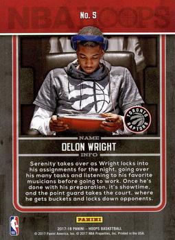 2017-18 Hoops - Back Stage Pass #5 Delon Wright Back