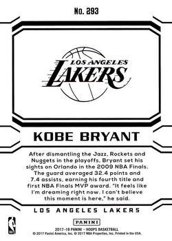 2017-18 Hoops - Blue #293 Kobe Bryant Back