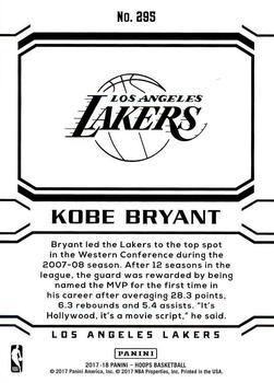 2017-18 Hoops - Blue Checkerboard #295 Kobe Bryant Back