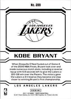 2017-18 Hoops - Gold #299 Kobe Bryant Back