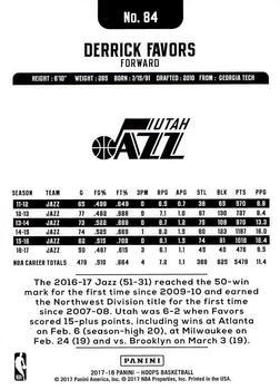 2017-18 Hoops - Red Checkerboard #84 Derrick Favors Back