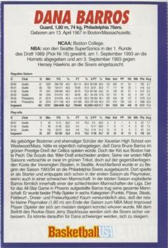 1994-95 Basketball USA Magazine (German) #NNO Dana Barros Back