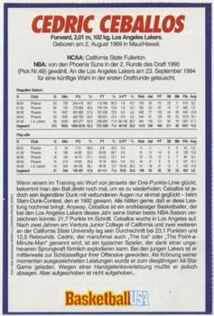 1994-95 Basketball USA Magazine (German) #NNO Cedric Ceballos Back