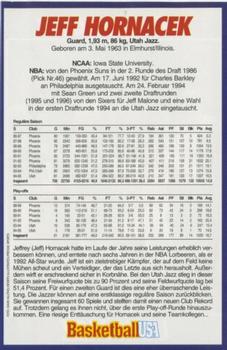 1994-95 Basketball USA Magazine (German) #NNO Jeff Hornacek Back
