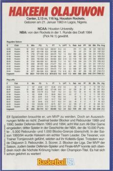 1994-95 Basketball USA Magazine (German) #NNO Hakeem Olajuwon Back