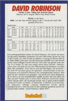 1994-95 Basketball USA Magazine (German) #NNO David Robinson Back