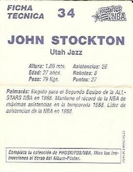 1989 Phoskitos NBA (Spanish) #34 John Stockton Back
