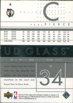 2002-03 UD Glass - UD Promos #4 Paul Pierce Back
