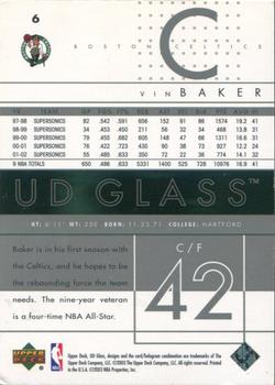 2002-03 UD Glass - UD Promos #6 Vin Baker Back