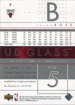2002-03 UD Glass - UD Promos #7 Jalen Rose Back